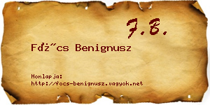 Föcs Benignusz névjegykártya
